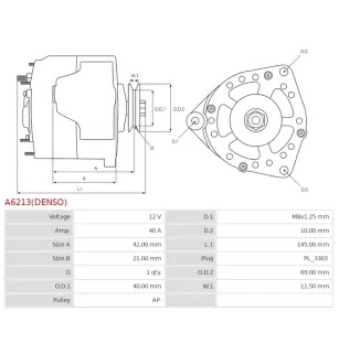 Alternateur 12V 40A Denso UD810267 113742