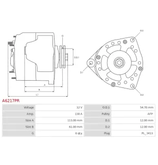 Alternateur 12V 130A Delco 115679 56029574AA