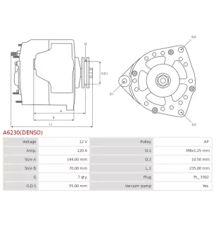 Alternateur 12V 120A Bosch UD805026 0986046541