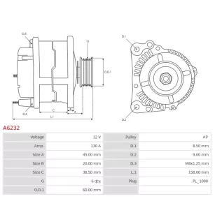 Alternateur 12V 130A Prestolite UD11376A UD18610A