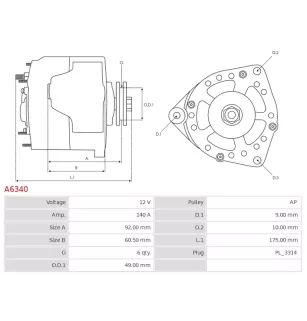 Alternateur 12V 140A Denso UD11473A DRA0756
