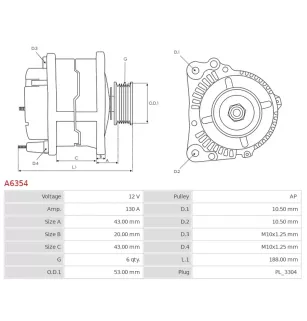 Alternateur 12V 130A Bosch UD12244A 0986CR0144
