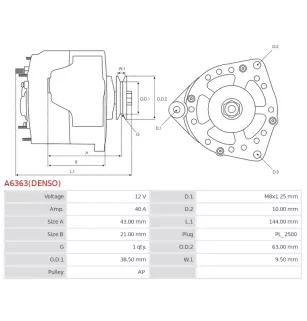 Alternateur 12V 40A Denso UD810110 111048
