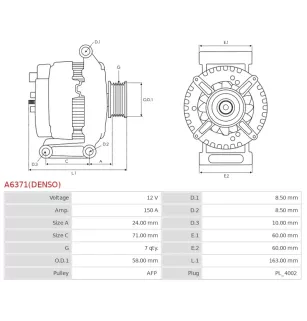 Alternateur 12V 150A Denso UD810255 115669