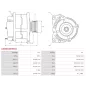 Alternateur 12V 90Amp AS-PL UD809827(DENSO)A, CARGO 113575, DENSO 102211-8400, DAN1336, FIAT 71747925