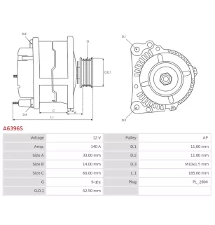Alternateur 12V 140A UD13589A UD14185A