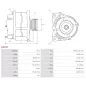 Alternateur 12V 43Amp AS-PL UD12548A, CARGO 110349, DELCO 19025771, ELMOT A124-14, A124l, FIAT 4052100, 4222697