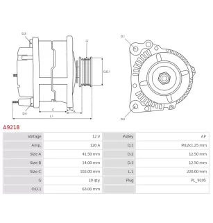 Alternateur 12V 120A Iskra UD13075A 11.203.566