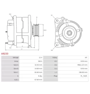 Alternateur 12V 100A Iskra UD13083A 87361085