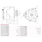Alternateur 12V 120Amp AS-PL UD809652(LETRIKA)A, CASE 84254290, 84416590, 87422777, FIAT 84254289, 84416587
