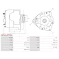 Alternateur 12V 33Amp AS-PL UD809685(LETRIKA)A, BOSCH 0120300514, 0120300515, 0120339514, 0120339531, 0120339552, CARGO 110641