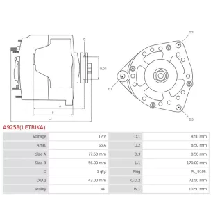 Alternateur 12V 65A Bosch UD809688 0120400679