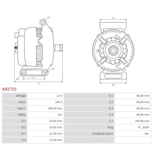 Alternateur 12V 140A Prestolite UD15017A 10459320