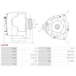 Alternateur 12V 115Amp AS-PL A9299S, DELCO DA1822, DRA0712, MERCEDES 6651540102, A6651540102, SSANGYONG 6641540102