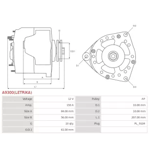 Alternateur 12V 150A Delco UD810641 114228