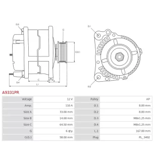 Alternateur 12V 110A Bosch 0986049181 113710