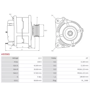 Alternateur 12V 130A Delco UD21087A 116450