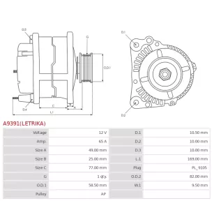 Alternateur 12V 65A Iskra UD810458 11.201.673