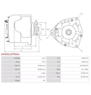 Alternateur 12V 70A Bosch UD810826 0120489708