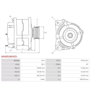 Alternateur 24V 50A UD100786 181200598X