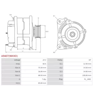 Alternateur 24V 60A UD100794 8980134564