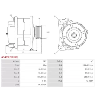 Alternateur 24V 60A Cargo UD100798 115445