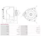 Alternateur 12V 200Amp AS-PL UD810675(LETRIKA)A, CARGO 115682, CASE 84141456, 87565015, 87667991, ISKRA / LETRIKA 11.203.623