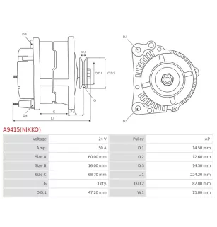 Alternateur 24V 50A UD100833 0-62000-0050