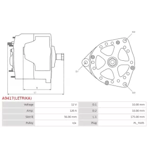 Alternateur 12V 120A UD810995 01184024