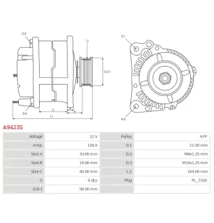 Alternateur 12V 120A Krauf UD30053A 3701100XEG71
