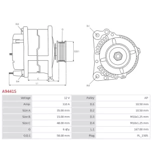 Alternateur 12V 110A Valeo UD101965A 37300-2M317