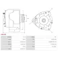 Alternateur 12V 120Amp AS-PL UD101949A, DELCO DRA0746, ISKRA / LETRIKA 11.203.722, AAK1833, IA1374, MAHLE 72735440, MG441