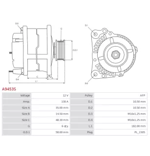 Alternateur 12V 130A Valeo UD21576A 37300-2M417