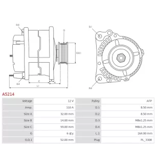 Alternateur 12V 110A Mitsubishi UD30010A A2TJ1881