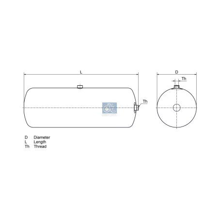 Réservoir à air, 15 l, D: 206 mm, M22 x 1,5, L: 513 mm, 14.5 bar pour Scania 4-Serie, L, P, G, R, S-Serie, Scania P, G, R