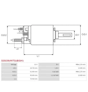 Solénoïdes de démarreur pour MITSUBISHI M8T75074, M8T75371, MD312857,