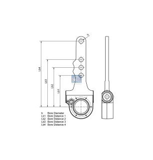 Levier régleur, manuelle, SAE 1 1/2'' 10, 6 bores, b: 14 mm, Lb: 120 mm, Lb1: 135 mm, Lb2: 150 mm, Lb3: 165 mm, Lb4: 180 mm
