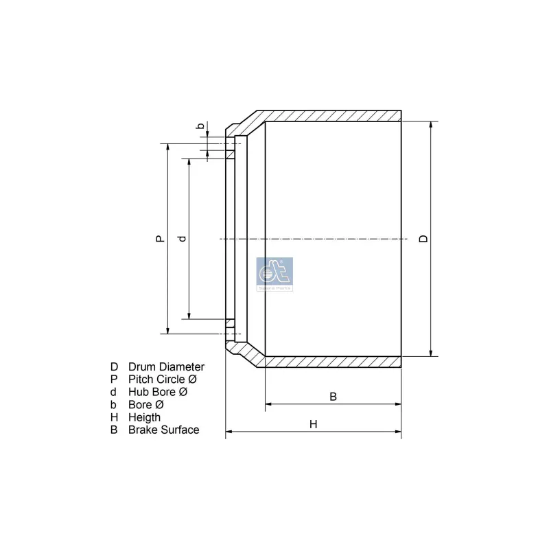Tambour de frein, D: 300 mm, 10 bores, b: 21 mm, P: 225 mm, d: 190 mm, H: 280 mm, B: 212 mm Pour SAF tbd - 1.064.0149.00