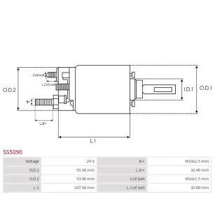 Solénoïdes de démarreur pour MITSUBISHI M009T60171, M009T60172, M009T6
