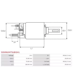 Solénoïdes de démarreur pour MITSUBISHI M009T60171, M009T60172, M009T6