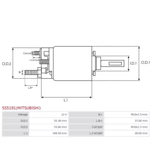 Solénoïdes de démarreur pour MITSUBISHI M009T50371, M009T50471, M8T551