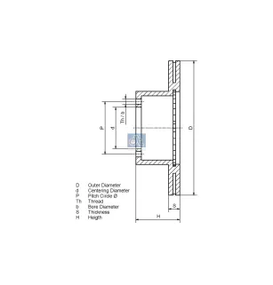 Disque de frein, D: 432 mm, 12 bores, b: 19 mm, P: 168 mm, d: 131 mm, H: 130 mm, S: 45 mm, s: 35 mm Pour MAN Chassis, Lion's