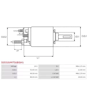 Solénoïdes de démarreur pour MITSUBISHI M008T80872, M008T80872AM, M8T8
