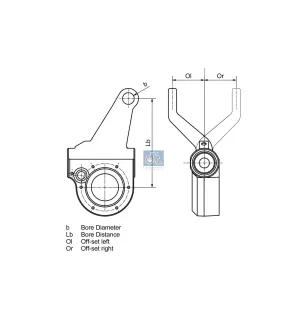 Levier régleur, automatique, gauche, N42 x 1,5, b: 14 mm, Lb: 145 mm, Or: 56 mm, DIN 5480, 26 teeth Pour Mercedes-Benz Actros 1