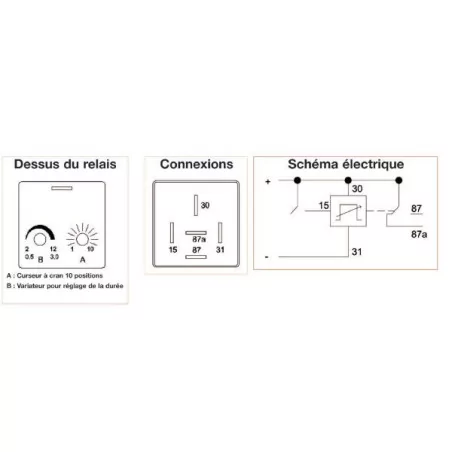 Relais de temporisation - temporisé - réglable 12 Volts