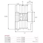 Poulie lente d’alternateur BOSCH 1126601572 pour F00M991392, CARGO 138807, 332291, CHEVROLET 93743440, DAEWOO 211242