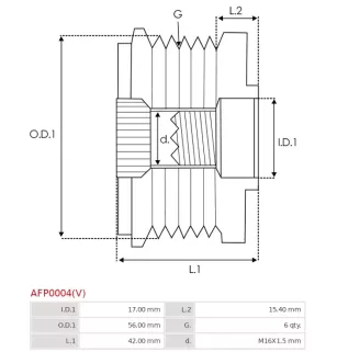 Poulie lente d’alternateur BOSCH 1126601559 pour 1127011844