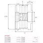 Poulie lente d’alternateur AS-PL UD101407AFP, BOSCH 1126601565, 1127011846, F00M991389, CARGO 139281, 332292, FORD 1106734