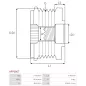 Poulie lente d’alternateur BOSCH F00M147716 pour F00M147760, F00M147799, F00M991016, F00M991061, F00M991156, F00M991232