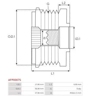 Poulie lente d’alternateur BOSCH F00M147716 pour F00M147760, F00M147799, F00M991016, F00M991061, F00M991156, F00M991232